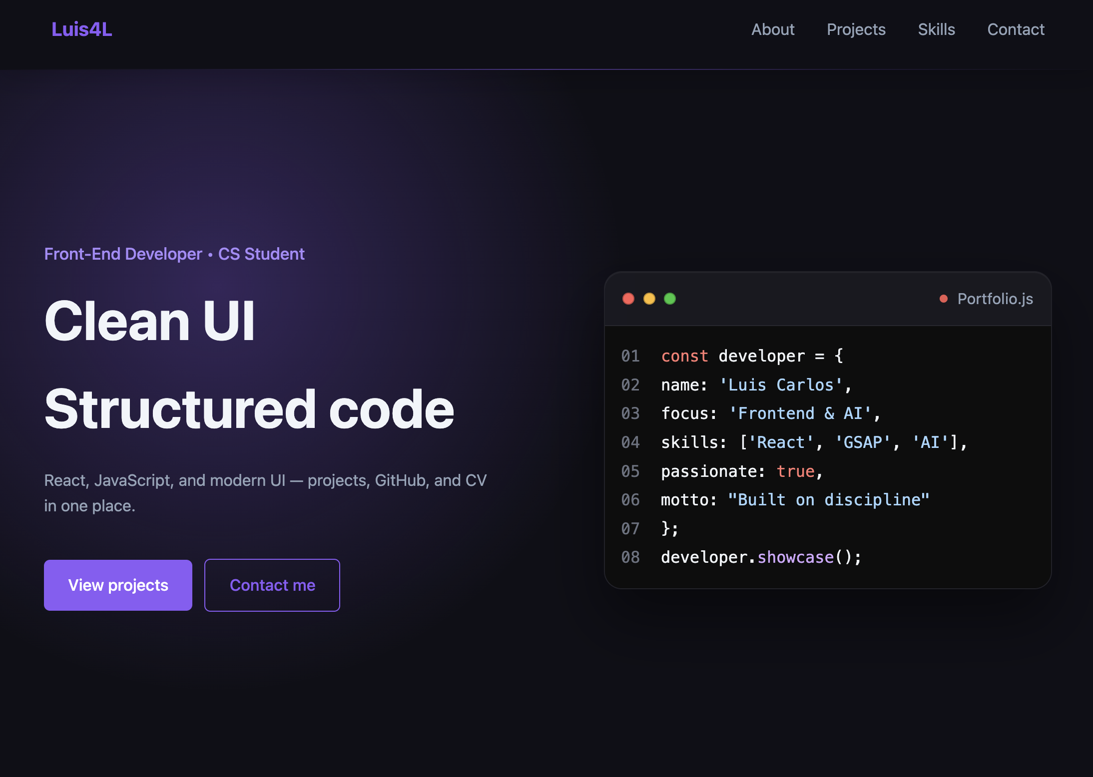 Luis Carlos Fernandes Junior personal portfolio preview