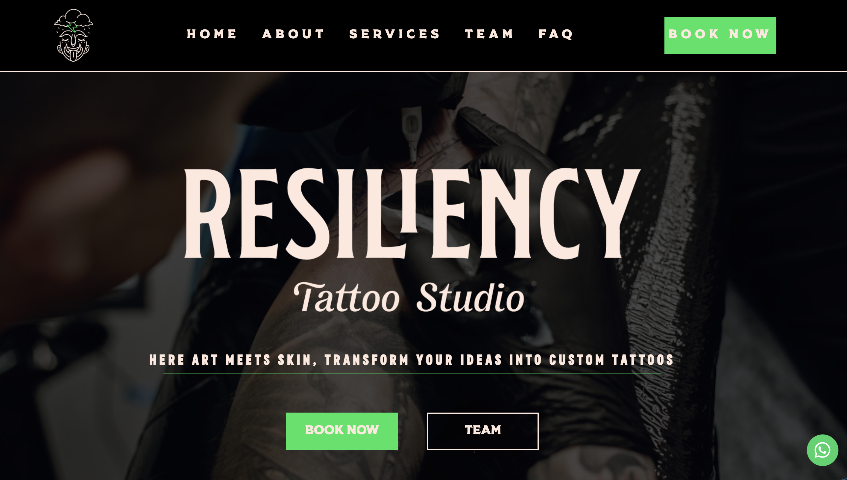 Resiliency Tattoo Shop website preview